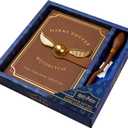 Harry Potter A5 Notebook Set with Broomstick Pen for Kids, Teens, Faux Leather Cover, Golden Snitch Detail, Stationery Supplies, Gifts for Kids (Brown Wand Pen)