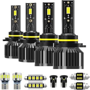 Light Bulbs Fit for Honda Civic 2005-2011,High Low Beam Combo 9005 9006 Lights with Cooling Fan,600% Brighter Powersports Bulbs Interior Light Kit,Plug and Play,10PCS