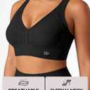 Yvette Sports Bras for Women High Impact Support, Sleek V-Neck with Adjustable Criss Cross Straps for Running&Workout (Black, L)