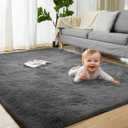 Grey 5'x7' Shag Area Rugs for Bedroom, Indoor Shaggy Rugs for Living Room, Anti-Slip Fluffy Fuzzy Furry Plush Rugs for Kids Girls Room