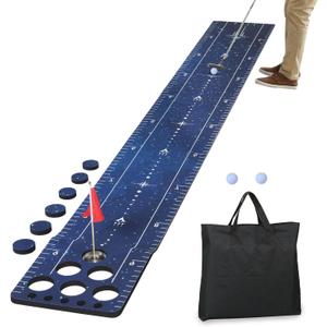 Golf Putting Game Mat, Indoor Putting Green Set With 2 Balls, 1 Storage Bag, 1 Flag & Cup, Portable Pong Game Mat For Backyard Party Use