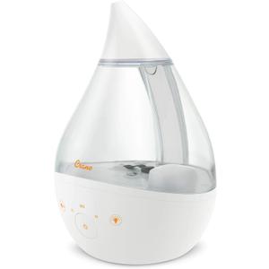 Crane 4-in-1 White Drop Ultrasonic Cool Mist Humidifier with Sound Machine, Night Light, Aroma Tray, 1 Gallon Top Fill White