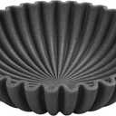YMXYJM Large Decorative Bowl, Modern Handicraft Bowls for Home Decor, Decorative Fruit Bowl for Kitchen, Ruffle Bowl Decor, Stylish Key bowl for Entry Table, Artificial Stone Black