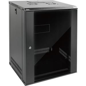 Tecmojo 15U Wall Mount Rack Network Cabinet for 19" IT Equipment,with Lockable Glass Door and Side Panels,Cooling Fan,17.7inch Depth,Black (15U)