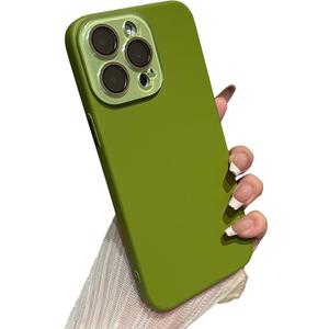 Caseative for iPhone 12 Pro Max Case,Solid Color Full Camera Lens Protection Phone Case (Green)