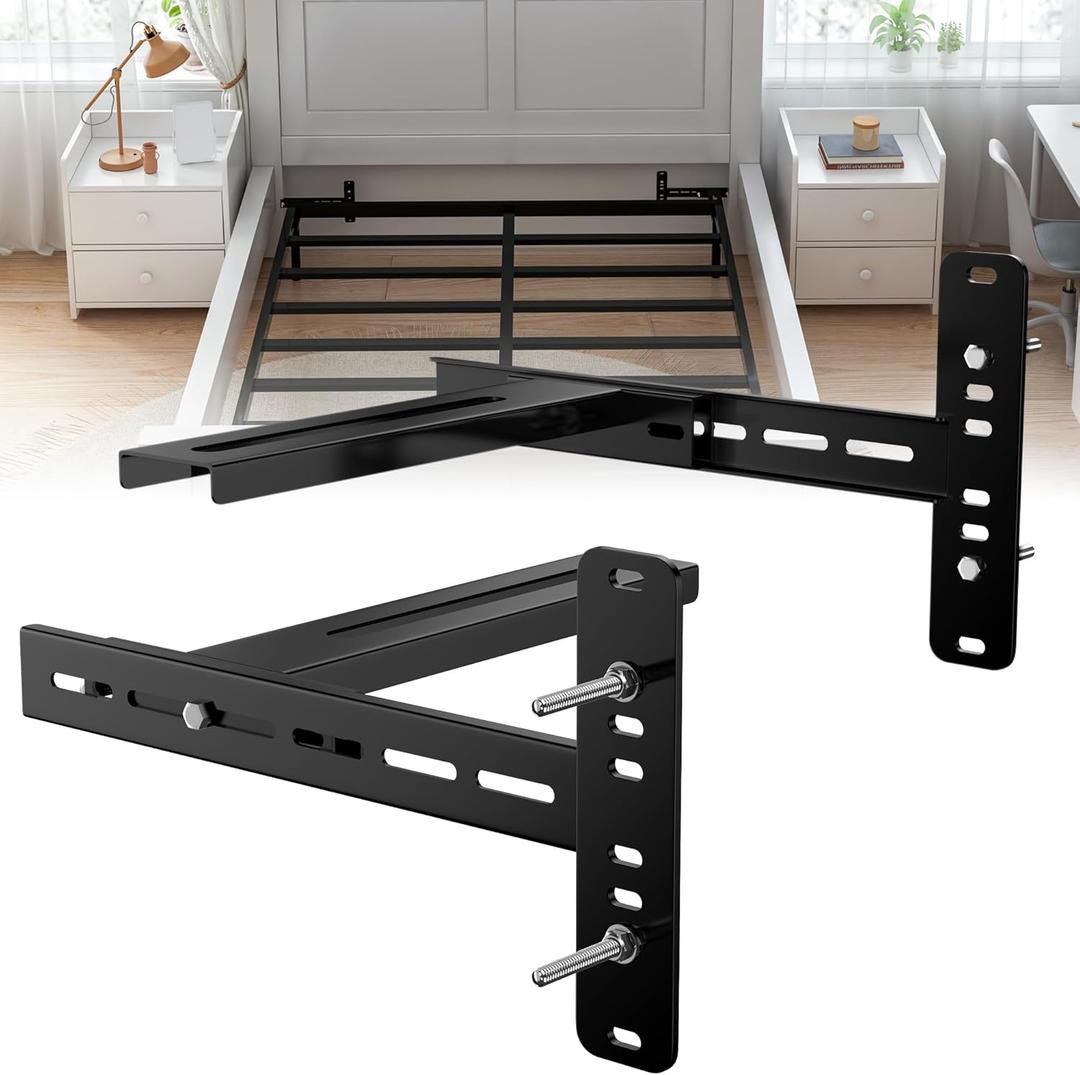 Headboard Brackets for Metal Bed Frame Adjustable Bed Headboard Brackets with Footboard Extension Kit Fit Twin/Full/Queen/King 2Pc Solid Steel, Black