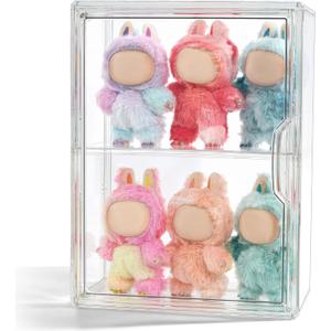 Display Case Compatible with Labubu POP MART, Acrylic Clear Display Box Shelf for POP MART Labubu Doll, 1 Pack