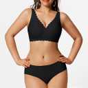 COCOMARTS Jelly Bras for Women No Underwire Scalloped Push Up Seamless Full Coverage Plunge Bralettes Wireless Tshirt Bras Black Medium