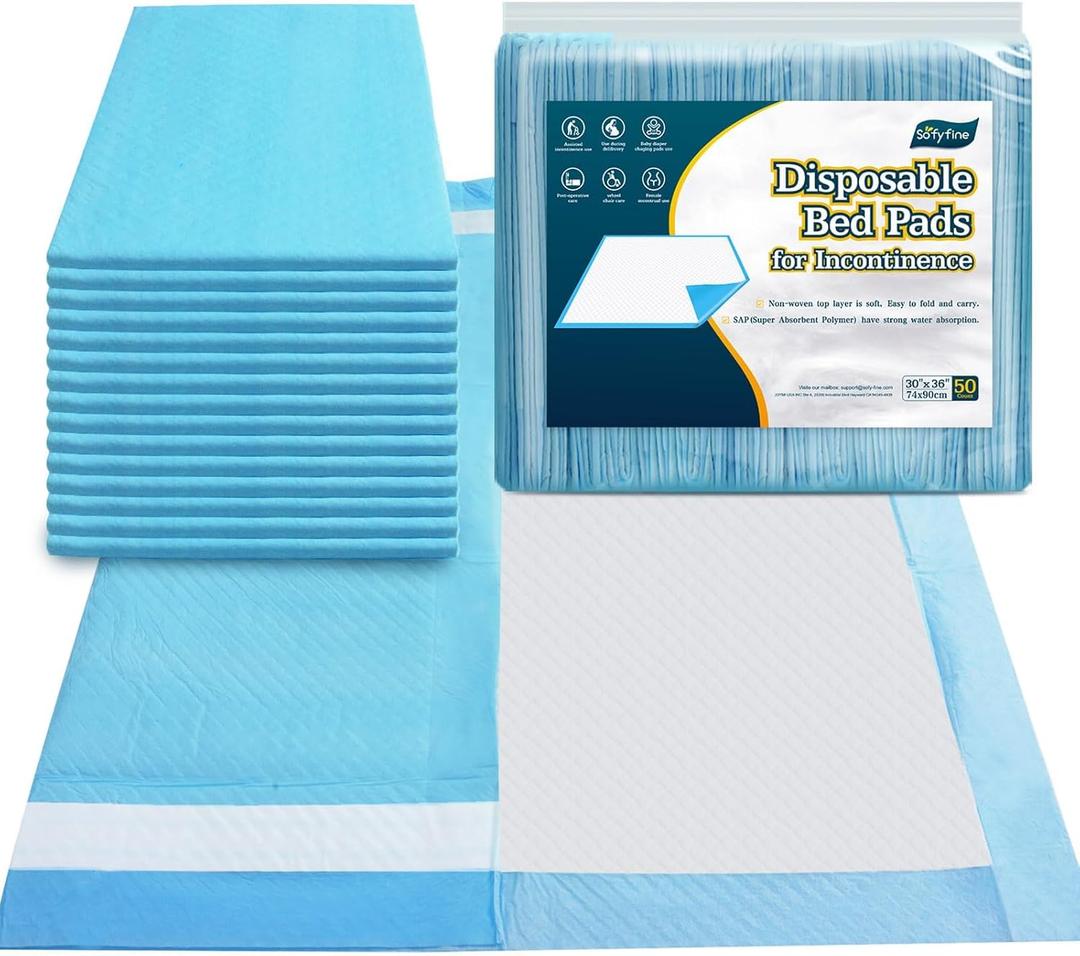 100 Count Bed Pads 30"x36" (No Adhesive Strip) Thicken Adults Incontinence Underpads Disposable, Heavy Duty Absorbent Chucks Waterproof, XL Extra Large Puppy Pee Training Pad (30"x36" (100 Count))