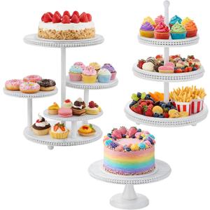 RattanView 3 Pcs Wooden Tiered Cupcake Stand Set Dessert Table Display Rustic White Cake Stand Suitable for Weddings, Birthday, Wedding Anniversaries, Graduation Ceremonies