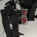 4 Pcs Halloween Mothman Costume Accessories Include Paw Gloves Glasses Feather Headband Black Feather Collar for Unisex Adults Women Halloween Party Cosplay Set Supply