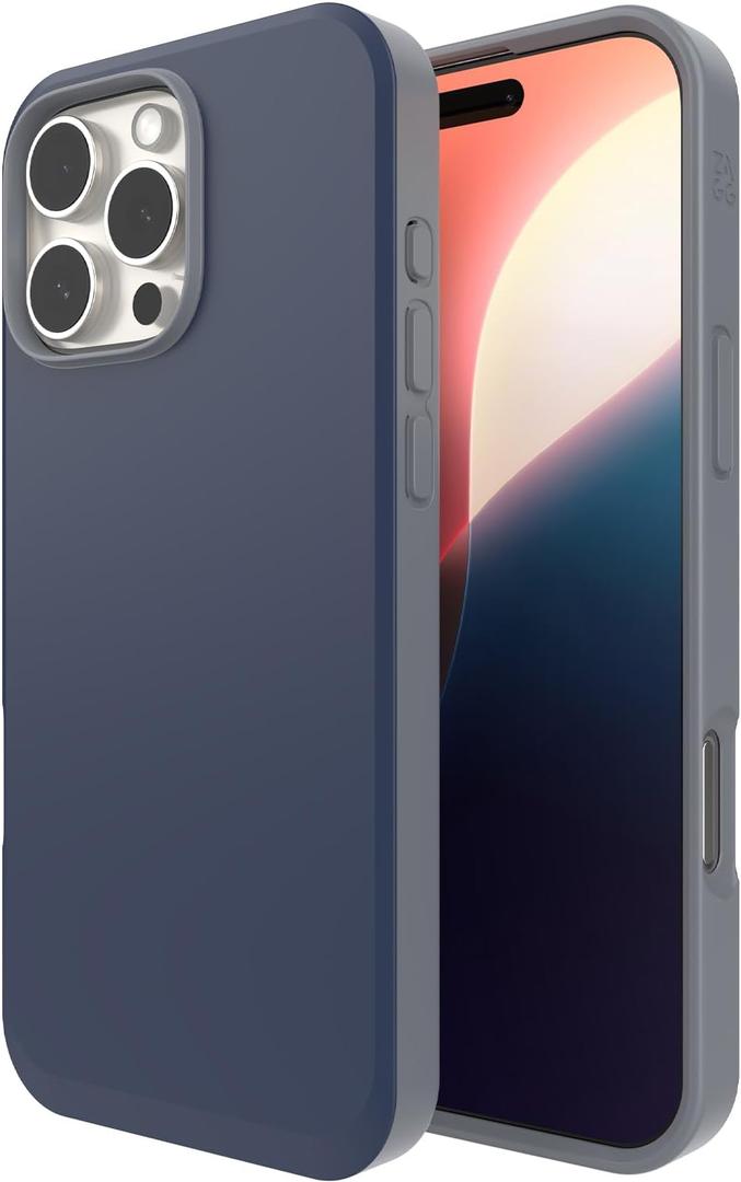 ZAGG SoHo Snap Case for iPhone 16 Pro Max - MagSafe Compatible, 10ft Drop Protection, Graphene-Infused, Wireless Charging, Eco-Friendly, Two-Tone Design, Navy Blue Gray