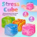 Gemscream 4 Pack Fidget Stress Cube Stress Ball Slow Rising Ice Cube Sensory Squeeze Blocks Anxiety Relief Sugar Balls for Party Favors Prizes Goodie Bag Stuffers (Gradient Flowing Style)