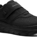 Men's Orthopedic Diabetic Extra Wide Walking Shoes: Comfortable Arch Support Adjustable Fit Hook and Loop Loafers, Breathable Width Toe Box Tendonitis Shock Absorber Slip-On Shoes Black Size 9.5