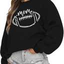KIDDAD Game Day Sweatshirt Women Football Mom Sweatshirts Football Season Graphic Shirt Fall Casual Pullover Top (Black, S)