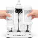 Double Baby Bottle Cleaning Brush Set with Suction Base - Cleans Two Bottles at Once - Includes Nipple Cleaner Brush - High Density Bristles, Dishwasher Safe - Baby Gift & Newborn Essential
