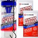 Fly Trap Outdoor Fly Traps for Patio with 2 Non-Toxic Dissolvable Bait Refills. Reusable Hanging Bug Catcher Killer for All Filth Flies for Outside Bug Control Yard Ranch. Hanging Chains Included.
