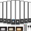 Tnight 8pack Under Cabinet Lighting Wireless,56 LED -3 Color& 7 Levels Cabinet Lights,3000mah Dimmable Cabinet Lighting, Motion Sensor Sensor Light Indoor for Kitchen, Magnetic Rechargeable Lights