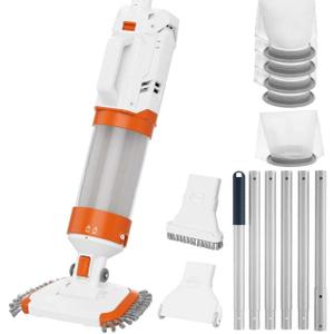 Cordless Pool Vacuum-True Powerful Suction 18.9GPM, 120inch, 1H Runtime, 25m Fluff Ultra Fine Filter,Handheld Rechargeable Hot Tub Cleaner with Poles for Above Ground&Inground Pool