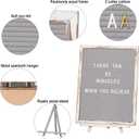 Felt Board With Rustic Vintage Frame and Stand 12x16 Inch, Grey Changeable Message Board Includes 792 Letters, Numbers and Symbols, Hook to Hang, 2 Canvas Bags