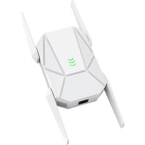 2025 AX1800 WiFi 6 Extender Signal Booster - Dual Band 2.4G/600Mbps & 5.8G/1200Mbps, WiFi Extender with Gigabit Port, 802.11AX Tech, 12999 Sq.Ft Long Range WiFi Repeater, Connects 100+ Devices (White)