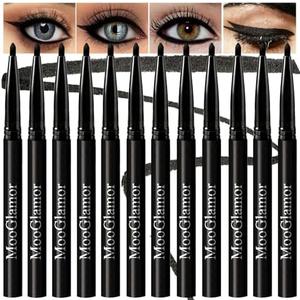 MooGlamor New 12 Pcs Black Eyeliner Pencil Gel Eyeliner Pen with Retractable and Waterproof Eye Liner for Bold and Defined Eye Liner（Black）
