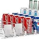 Soda Can Dispenser for Refrigerator,Self-Pushing Drink Organizer for Fridge, Width Adjustable Fridge Organization, Beer Pop Can Water Bottle Drink Dispenser for Fridge (15.1"D) White (White, 6 Row)