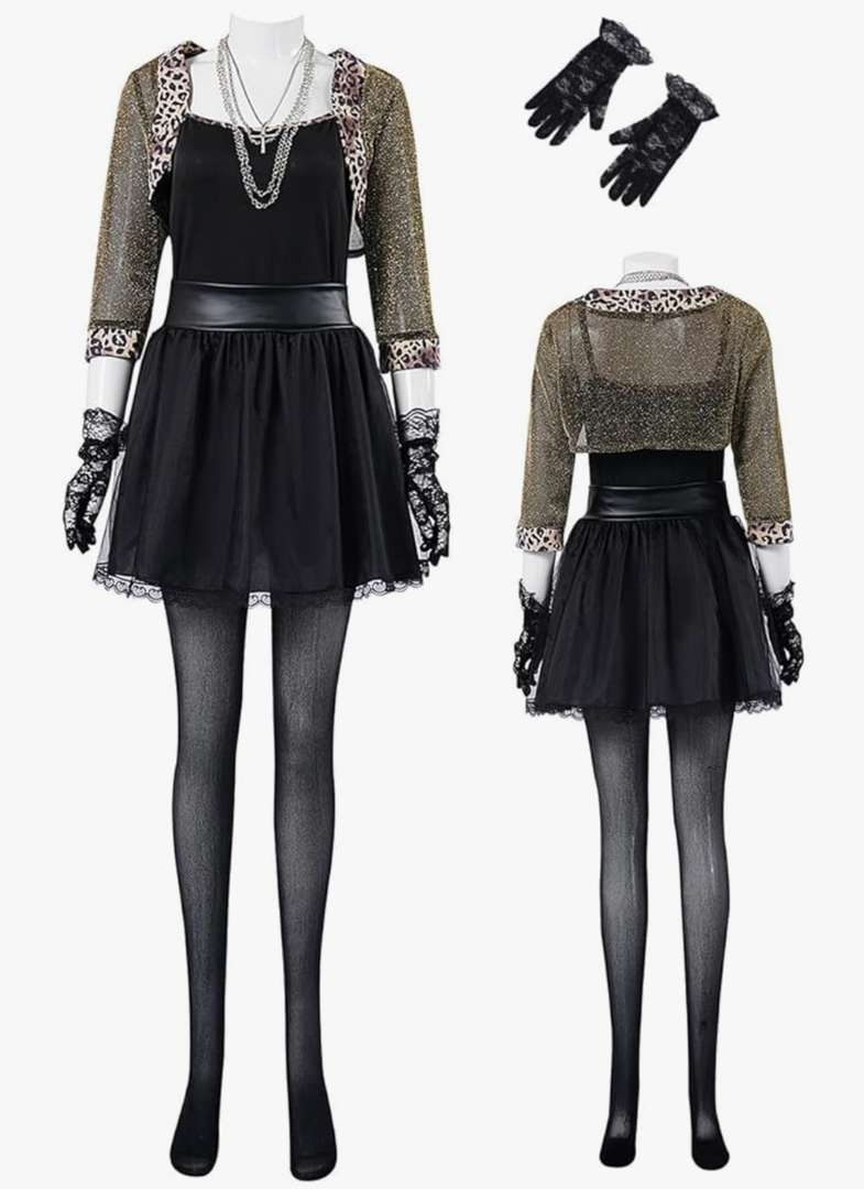 Adult Ladies 80s Costume Suit Halloween Cosplay Retro Rock Jacket Skirt Full Set Disco Outfit Dress Necklace Suit