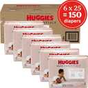 Huggies Size 4 Diapers, Skin Essentials Baby Diapers, Size 4 (22-37 lbs), 150 Count (6 Packs of 25),