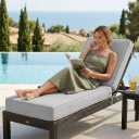 Outdoor Chaise Lounge Cushion, Olefin Waterproof & Fade Resistant, Patio Lounge Chair Cushion, Thick Lounger Pad with Removable Cove, 75 x 23 x 6 Inches, Grey