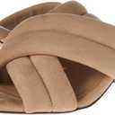 Amazon Essentials Women's Crossover Heeled Sandal with Padded Straps and Memory Foam Insole (12, Beige Faux Microsuede)