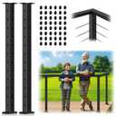 2 Pack Cable Railing Corner Post 42", 90 L-Drilled Matte Black Corner Post for Deck Railing Kit System, Stainless Steel T304 Flat Top Cable Handrail Corner Post for Indoor Outdoor Deck Balcony
