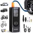 KUXISA Tire Inflator Portable Air Compressor, 180PSI Air Compressor with Digital Pressure Gauge, 3X Faster Portable Air Pump for Car, Motorcycle, Bicycle, Ball and More (Black)