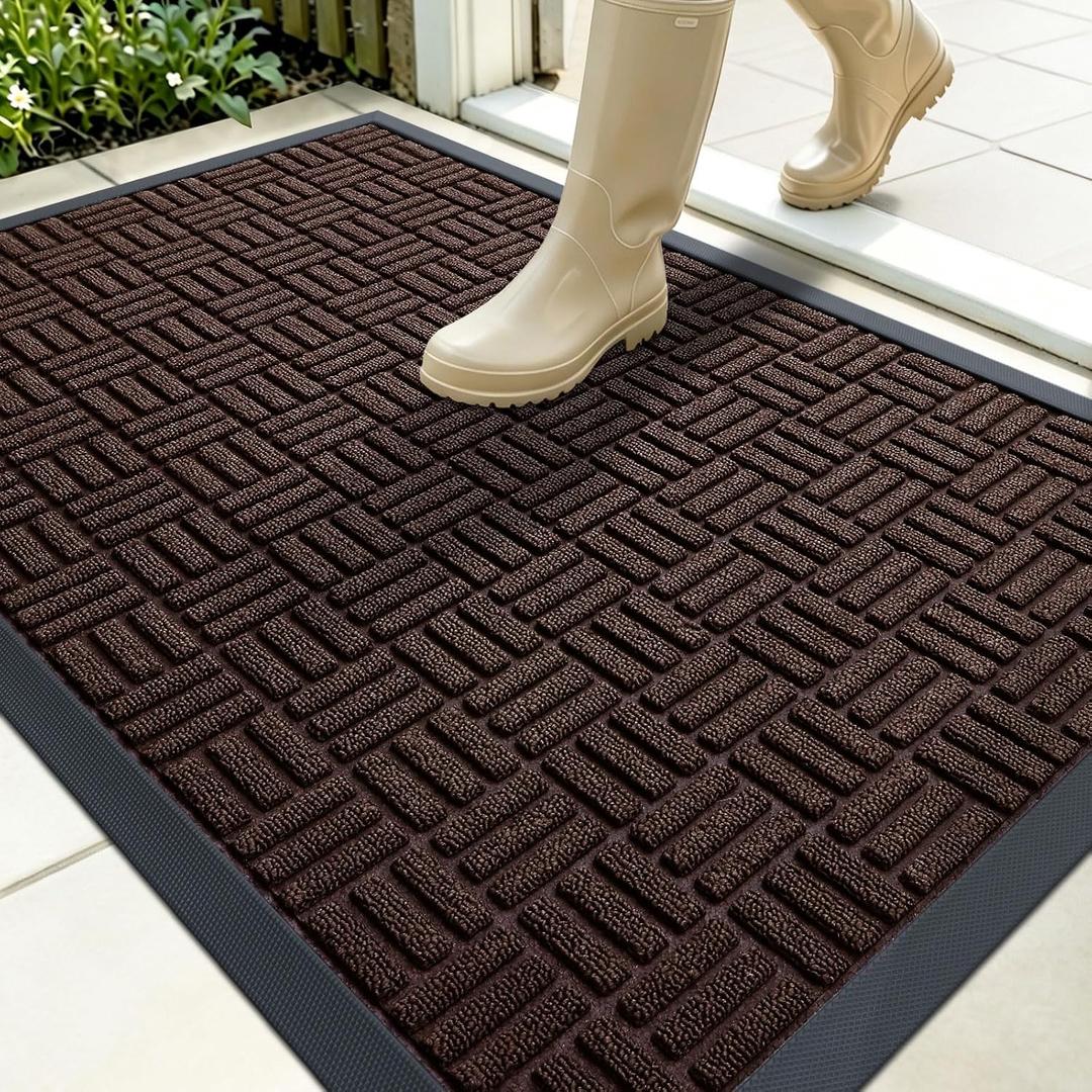 OLANLY Front Door Mat Outside Entrance 35x23, Heavy-Duty Rubber Doormat