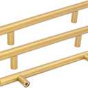 goldenwarm 15 Pcs Gold Cabinet Pulls Drawer Handles 128mm Brushed Brass Kitchen Cabinet Hardware - Cupboard Door Pulls 5in Hole Center 7-1/2in Overall Length