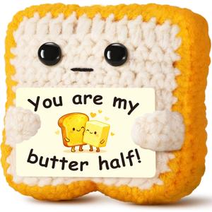Valentines Day Gift for Him Her Boyfriend Girlfriend Husband Wife Soulmate Loved One, Crochet Cute Butter Half Toast Desk Decor, Romantic Anniversary Christmas Birthday Gift for Women Couples Partner