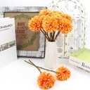 Tinsow Artificial Flowers Faux Ball Chrysanthemum Bouquet Flowers Bridal Wedding Bouquet for Home Garden Party Wedding Decoration (12, Black, Red, Orange)