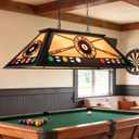 4-Light Vintage Pool Table Light Fixture, Tiffany Pool Table Lights Hanging Over 7'-8' Pool Table, 43" Billiard Table Lighting, Farmhouse Chandelier for Game Room, Man Cave, Basement, Bar, 43.3"