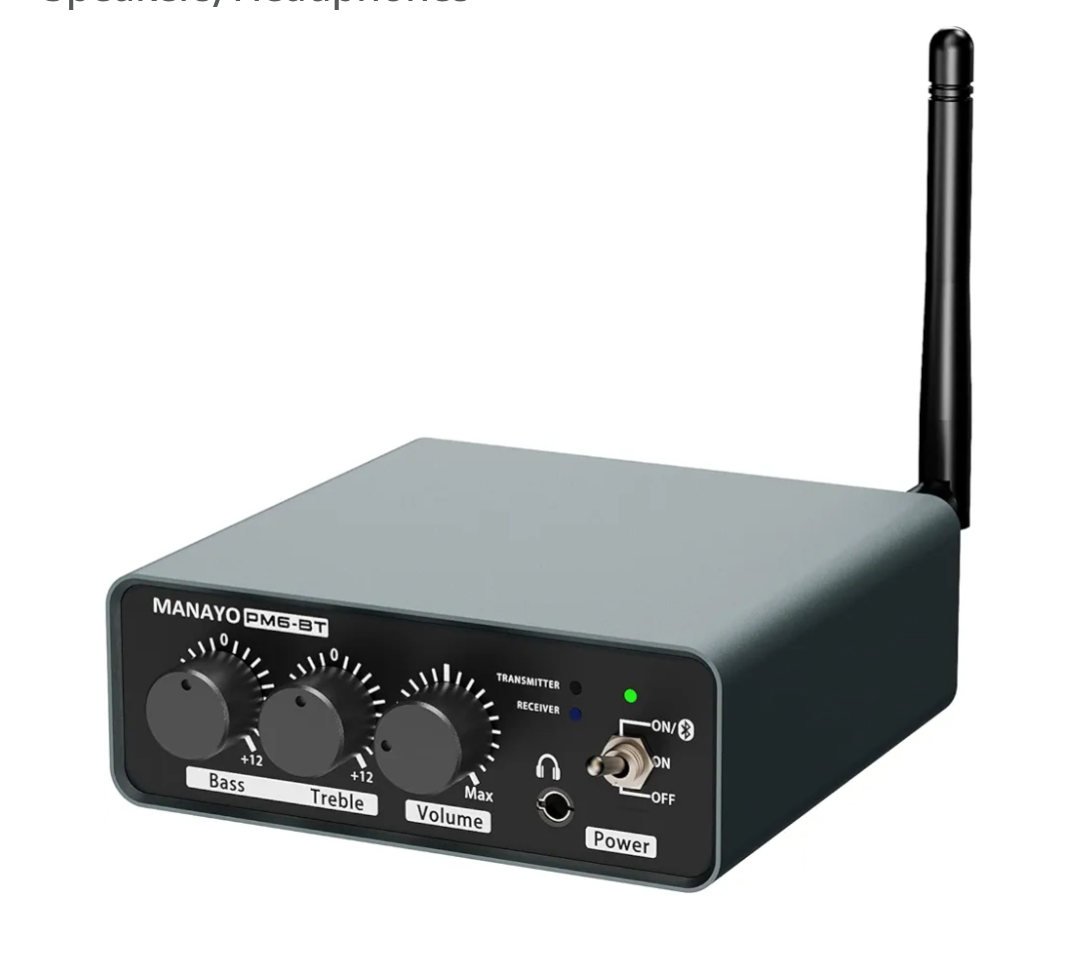 High-Fidelity Bluetooth Phono Preamplifier with Transmitter & Receiver Function, Qualcomm chip BT5.3 Phono Stage with Bass/Treble/Volume Control, Preamp for Turntable to Speakers/Headphones