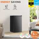 Sweetcrispy 3.2 Cu.Ft Mini Fridge with Freezer, 2 Door Small Refrigerator with Adjustable Thermostat Energy-efficient Low Noise, Compact Fridge for Bedroom, Office, Dorm, Black, Single Door
