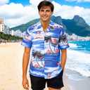 DOKKIA Men's Casual Tropical Floral Short Sleeve Luau Beach Aloha Hawaiian Shirt, L