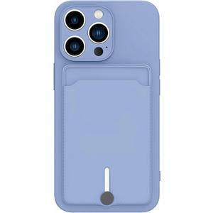 for iPhone 14 Pro Max Phone Case with Card Holder [Slim + Protective] Silicone Phone Case iPhone 14 Pro Max Wallet Case for Women Men (Purple Blue)