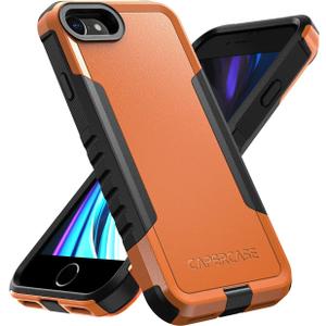 Rugged Shockproof iPhone SE 3rd Generation (2022) & 2nd (2020) Gen, iPhone 8/7 Case, [Military Grade Anti-Drop] Heavy-Duty Tough Slim Fit Lightweight Protective Phone Case, Orange