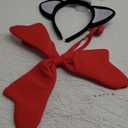 Cat Ears Headband with Red Stovepipe Hat,Cat Costume Set for Kids Adults Halloween Accessories Party Favors