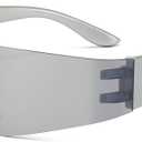 AIEYEZO Modern Fashion Rimless Futuristic Wrap Around Sunglasses Women Men Cyberpunk Visor Sun Glasses Trendy Future Shades (Silver/Silver Mirrored)