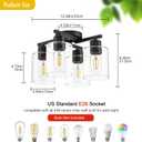 Kitchen Lighting Fixtures Ceiling, Black Semi Flush Mount Ceiling Light, 4 Light Kitchen Light Fixtures Cieling Lights with Clear Glass Shade for Bedroom Foyer Farmhouse Hallway