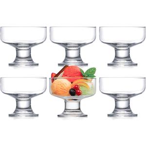 Kingrol 6 Pack Crystal Glass Dessert Bowls, 6.5 oz for Ice Cream, Fruit, Pudding, Snack, Cereal, Nuts - Premium Serving Dishes, Mini Trifle Bowl Kingrol 6 Pack Crystal Glass Dessert Bowls, 6.5 oz for Ice Cream, Fruit, Pudding, Snack, Cereal, Nuts - Premium Serving Dishes, Mini Trifle Bowl