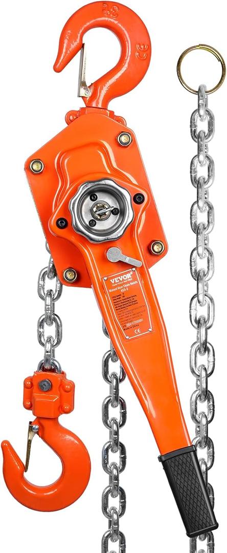 VEVOR Manual Lever Chain Hoist, 3 Ton 6600 lbs Capacity 20 FT Come Along, G80 Galvanized Carbon Steel with Weston Double-Pawl Brake, Auto Chain Leading & 360 Rotation Hook, for Garage Factory Dock