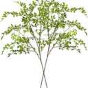 Ttranewsoo Artificial Greenery Stems, 43.3" Nandina Branches Tall Faux Plant Stems for Vase, Greenery Decor Stems Leaves Bunches for Shop Garden Office Home Dcor(Green,2Pcs)