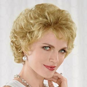 Baruisi Short Fluffy Blonde Wigs for Women Natural Looking Synthetic Short Curly Cosplay Hair Wig